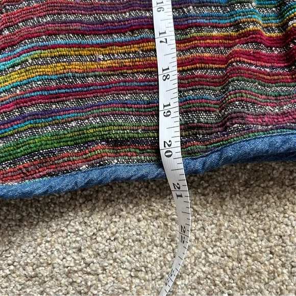 Vintage Blair zip front denim jacket chenille knit front Aztec southwestern M - Picture 7 of 7